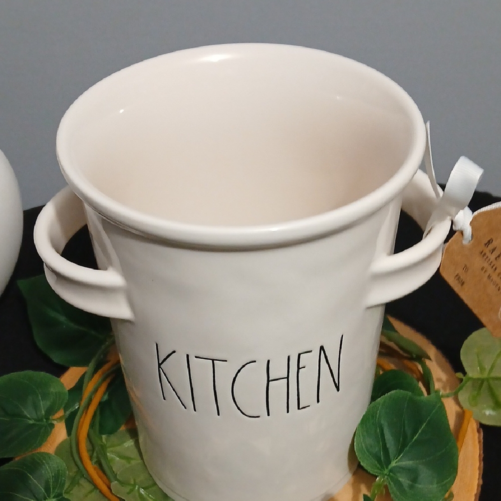 Rae Dunn Cream Ceramic 'Kitchen' Utensil Holder NWT - Picture 2 of 9